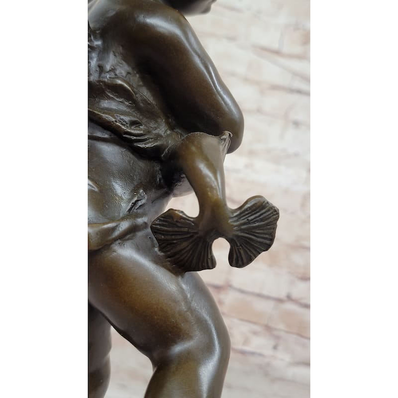 Cherub Angel Putto With A Imitative Dolphin Andrea Del Verrocchio Bronze Sculpture Figure