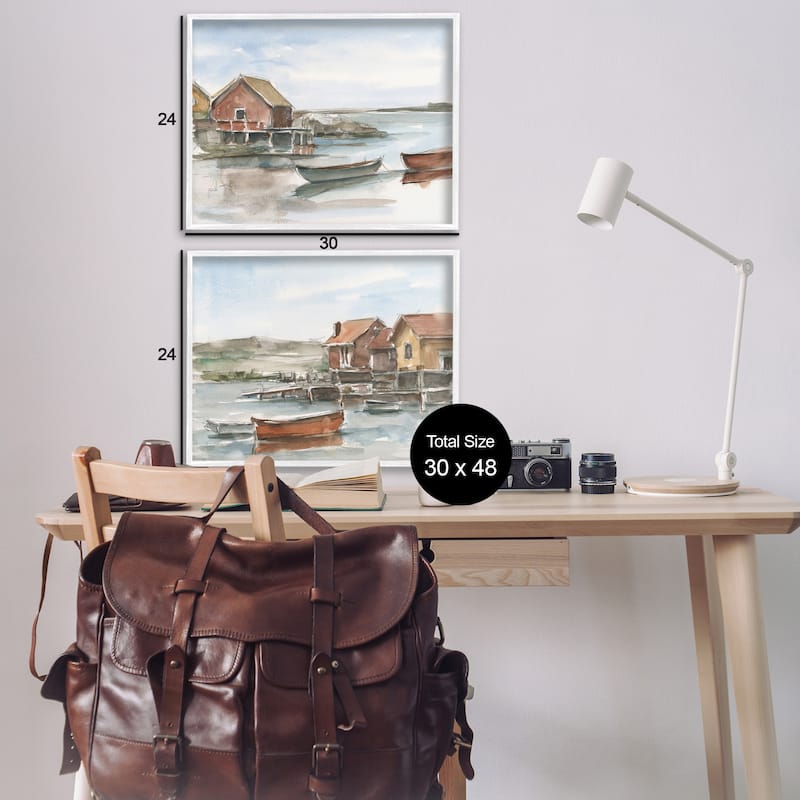Stupell Coastal Shack Landscape Framed Giclee Art Design By Ethan Harper (Set of 2)