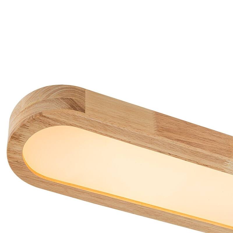 Rustic Wooden Oval Dimmable LED Flush Mount Ceiling Light - 37"
