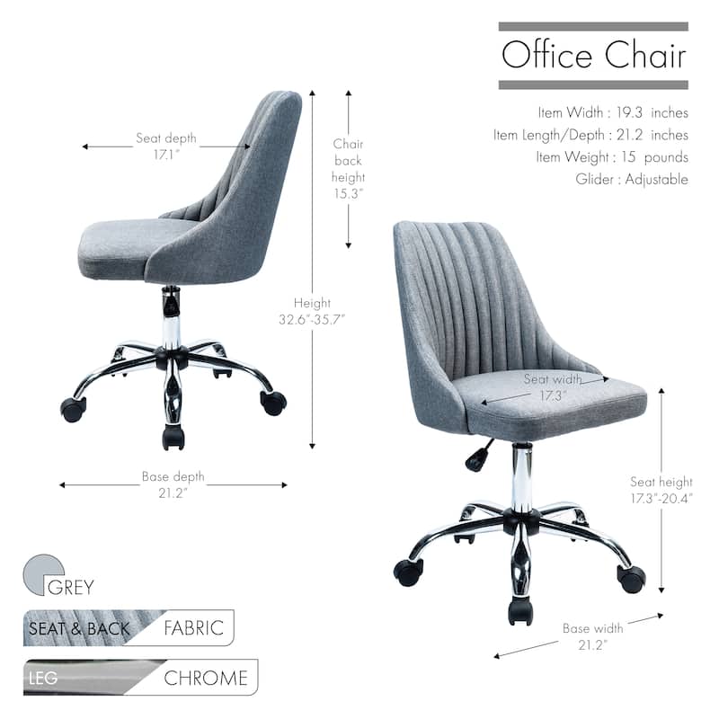 Porthos Home Jarvis Fabric Upholstered Office Chair with Chrome Base