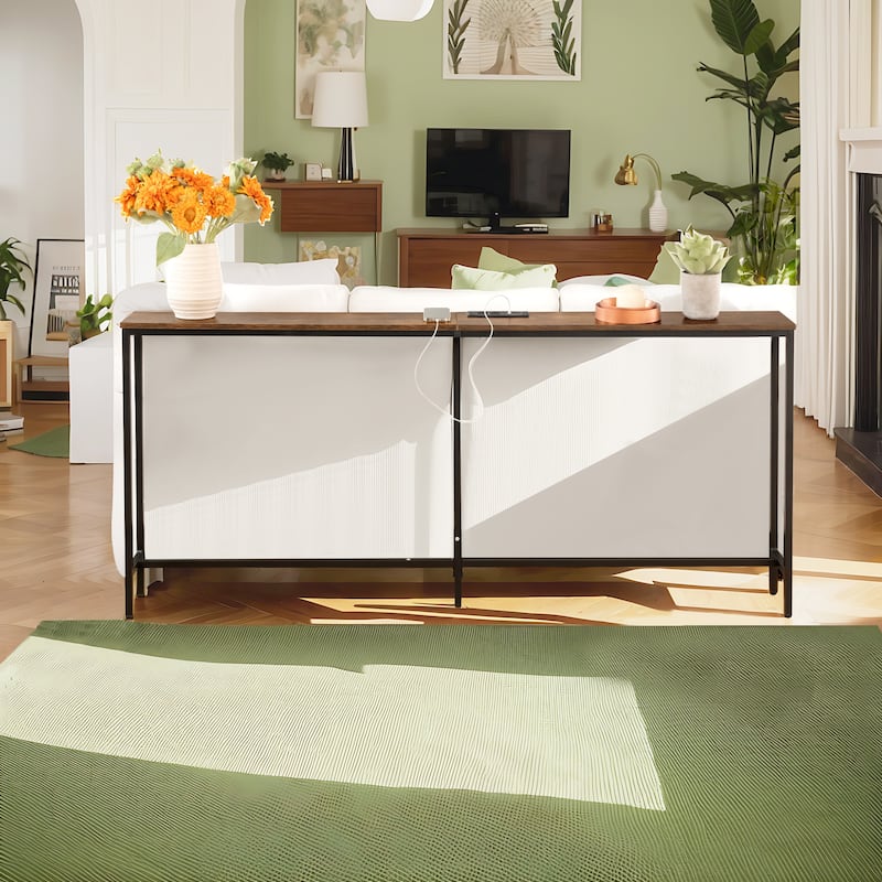 Homylin Slim Console Table with Charging Station, Narrow Entryway Table, 70.8-Inch