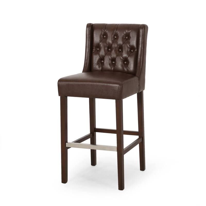 30" Modern Set of 2 Bar Stools with Button-Tufted Backrests Seats, Metal Legs, for Bar Dining Room and Living Room