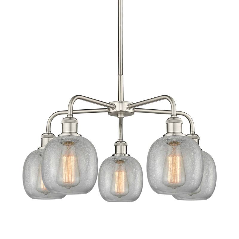 Innovations Lighting 516-5CR-15-24 Belfast Chandelier Belfast 5 Light - Satin Nickel / Clear Crackle