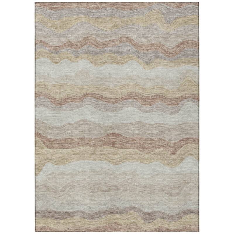 Machine Washable Indoor/ Outdoor Ombre Stripes Chantille Rug