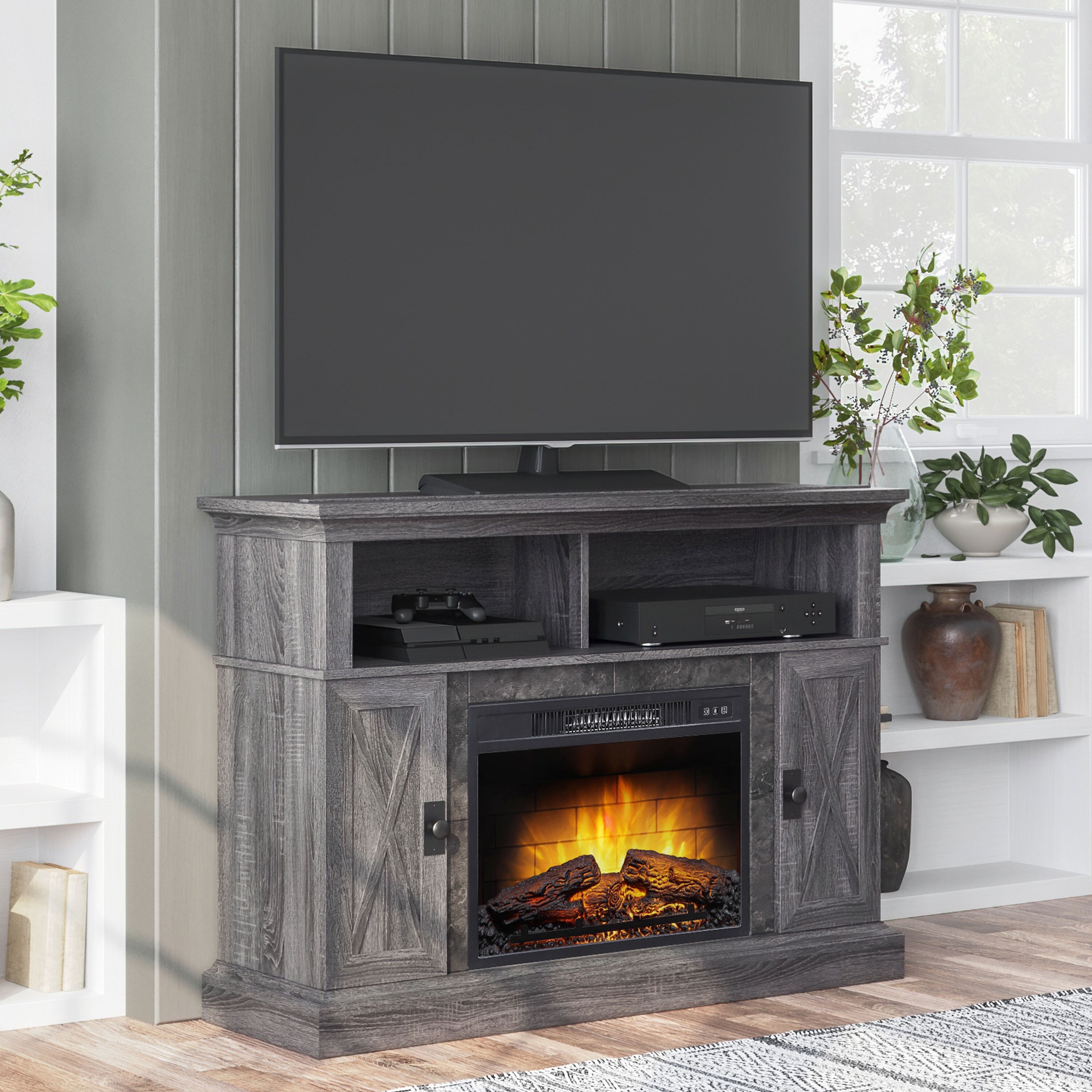 Kellum Media Fireplace Console for TVs up to 55, Multiple Finishes - Bed  Bath u0026 Beyond - 36781068