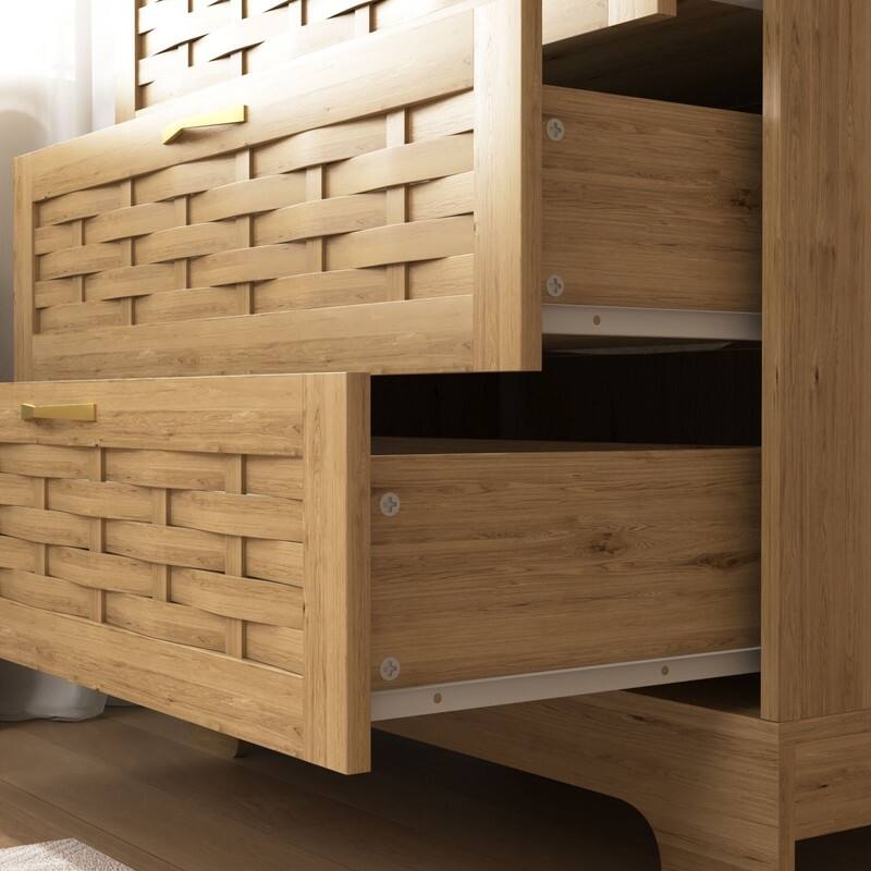 Mieres Dresser for Bedroom, 41.3" Tall Dresser Chest of Drawers, 4-Drawer Chest with Wooden Base and Metal Drawer Handle Design