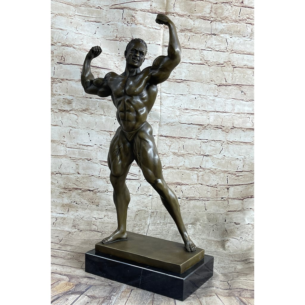 Bodybuilder Muscle Man Fitness Model Mr Universe Athlete Bronze Statue Sculpture Trophy 21 Inches X 10 Inches