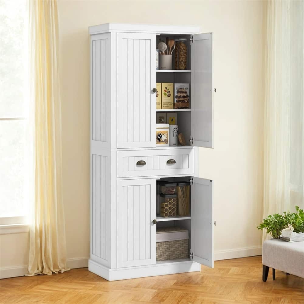 72" Farmhouse Kitchen Pantry Cabinet,Freestanding Tall Storage Cabinet