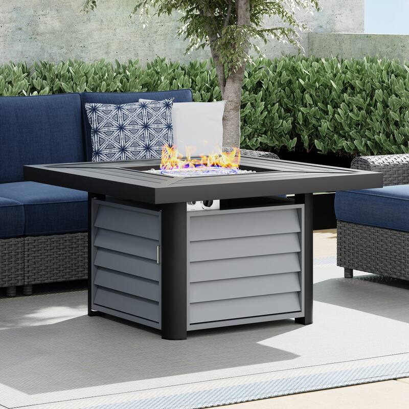 Corvus Abruzzo 42 Inch Square Aluminum Propane Fire Pit Table