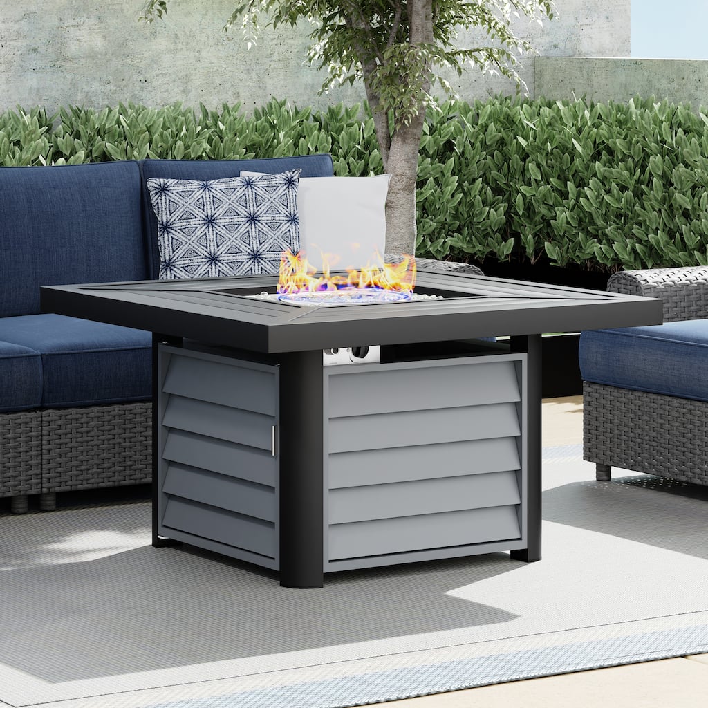 Corvus Abruzzo 42 Inch Square Aluminum Propane Fire Pit Table