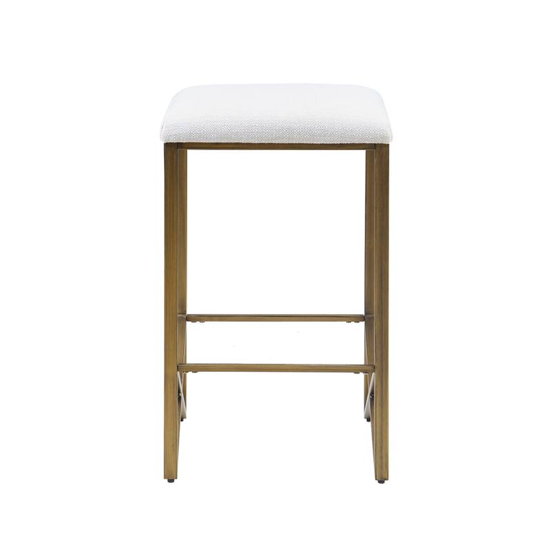 Roomfitters 26-Inch Backless Counter Stool, Minimalist Upholstered Kitchen Stool with Bronze Metal Base, Ivory