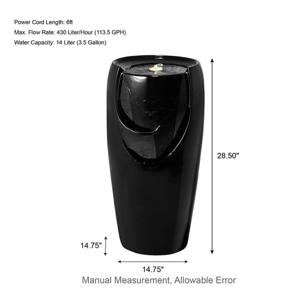 Glitzhome 30"H Oversized LED Ceramic Fountain