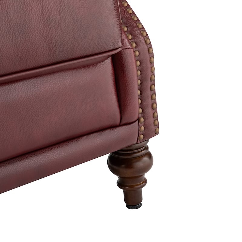 Alex Classic Wingback Leather Armchair with Nailhead Trim Set of 2 by HULALA HOME