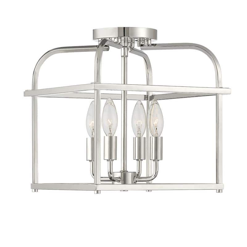 Meridian M60061 4 Light 12" Wide Semi-Flush Ceiling Fixture - Polished Nickel