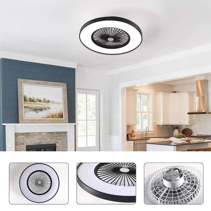 23" Bedroom Fan Light with Remote Control and Reversible DC Motor