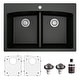 preview thumbnail 59 of 67, Karran Drop-in Quartz 33 in. Double Bowl 50/50 Kitchen Sink Kit