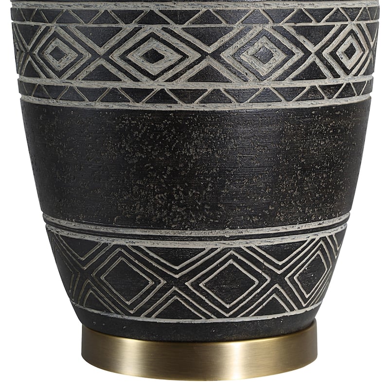 Geometric Motif Table Lamp with Tapered Shade - 30.5" - Black