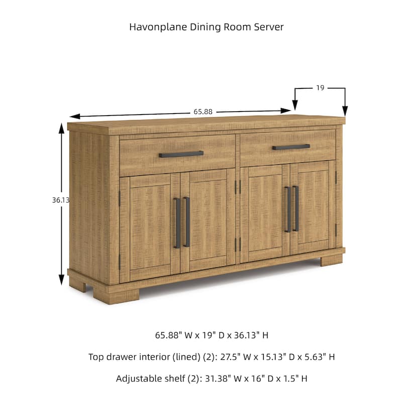 Signature Design by Ashley Havonplane Brown Dining Server - 65.88"W x 19"D x 36.13"H