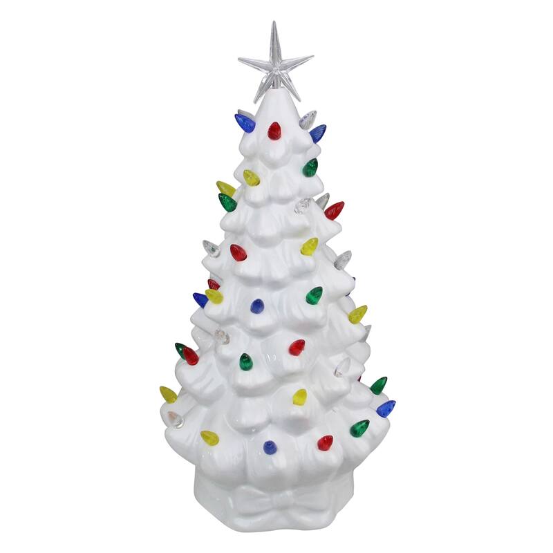 LED Lighted Retro Style Tree with Star Topper Christmas Figurine - 5.25" - Multi-color Lights
