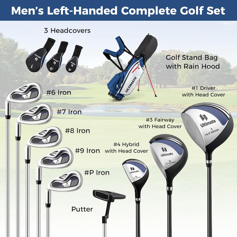 Gymax Men's Left-Handed Complete Golf Clubs & Bag Set w/460CC #1