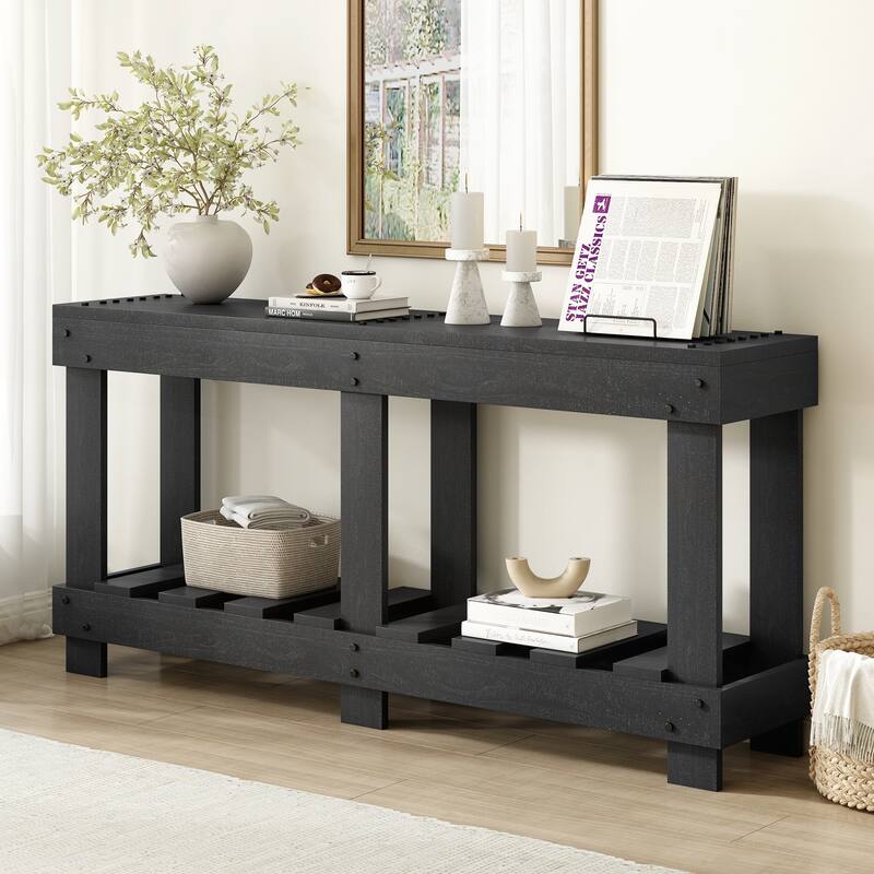 62.9-Inch Vintage Entryway Table with Natural Fir Wood