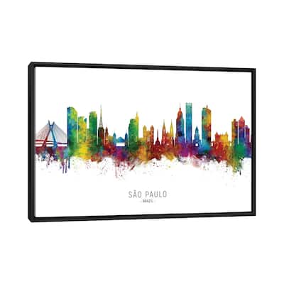 iCanvas "Sao Paulo Brazil Skyline" by Michael Tompsett Framed Canvas Print