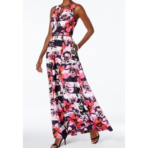 floral and stripe maxi dress