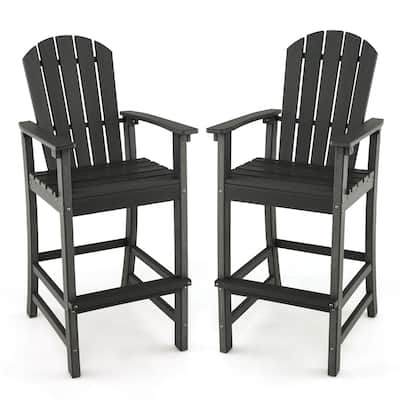 Gymax 2PCS HDPE Bar Height Stool Tall Chair Armrest Footrest All