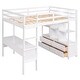 preview thumbnail 12 of 10, Full Size Loft Bed with Built-in Desk with Storage Shelves & Drawers,White