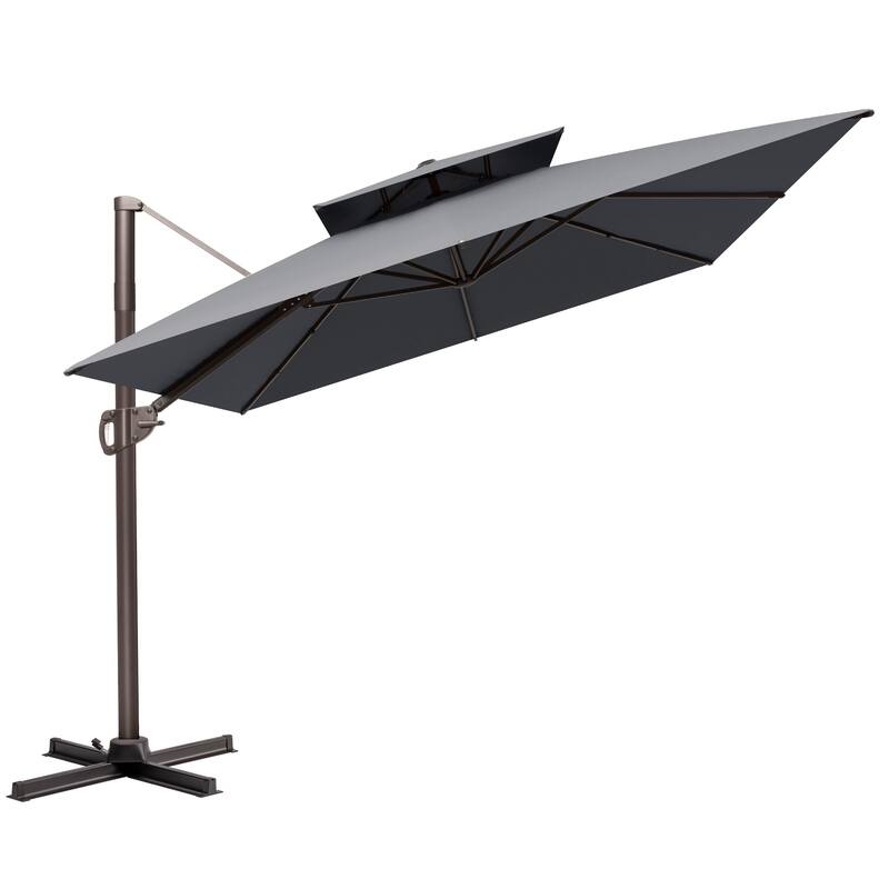 VredHom 9 x 12 FT Outdoor Patio Double Top Rectangular Cantilever Umbrella