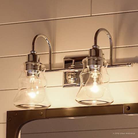 Luxury Vintage Bathroom Vanity Light, 9.25"H x 15.375"W, with Americana Style, Polished Chrome Finish by Urban Ambiance