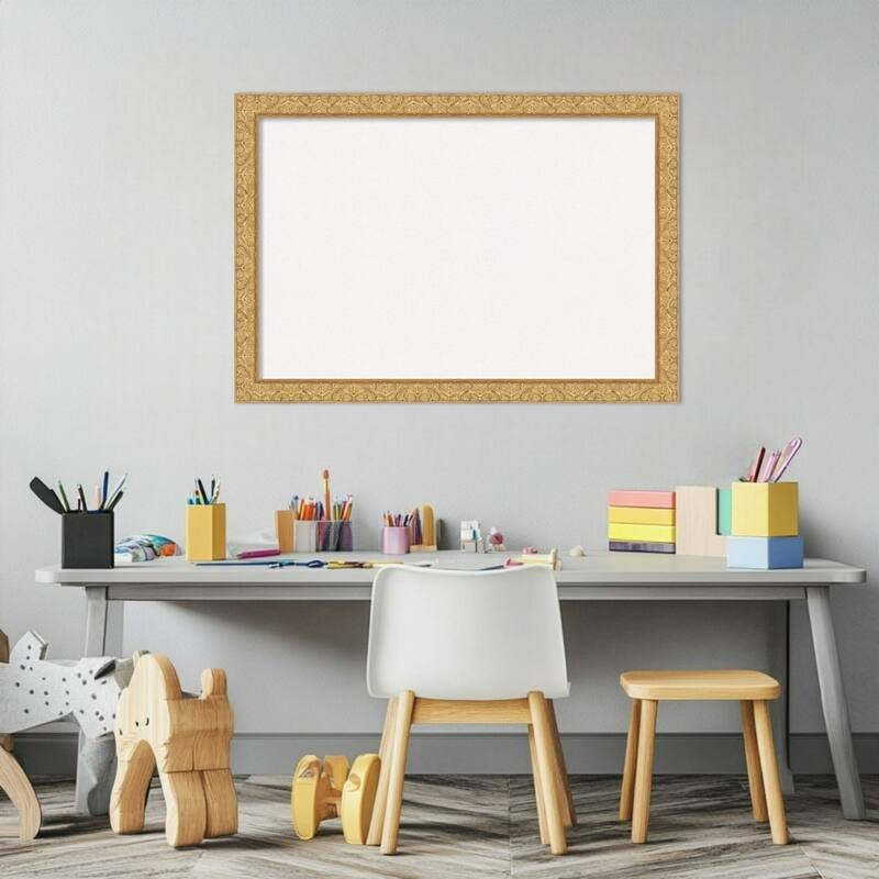 Lila Gold Wood Framed Cork Board - Bulletin Board, Organization Board, Pin Board