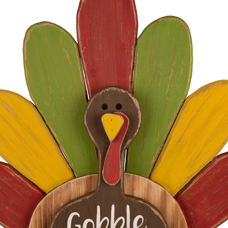 Glitzhome 24"H Thanksgiving Wooden Turkey Standing Decor