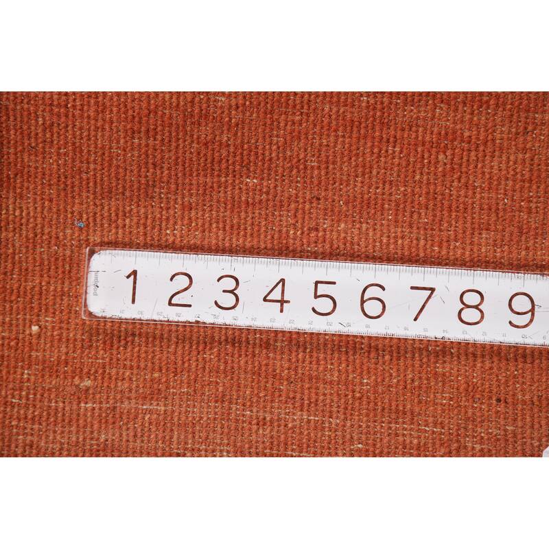 Modern Orange Gabbeh Accent Rug Hand-Knotted Solid Wool Carpet - 2'8" x 4'0"