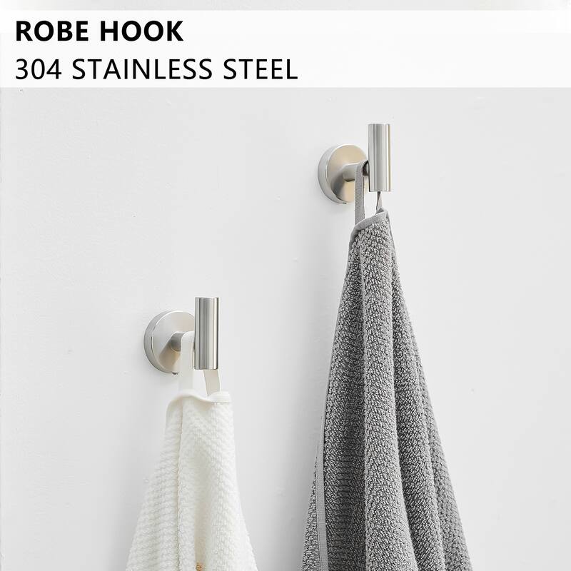 8 Piece Stainless Steel Bathroom Towel Rack Set Wall Mount - Brushed Nickel - 3.19"W×2"H