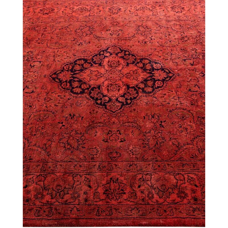 Overton Hand Knotted Wool Vintage Inspired Modern Contemporary Overdyed Orange Area Rug - 4' 1" x 6' 5"