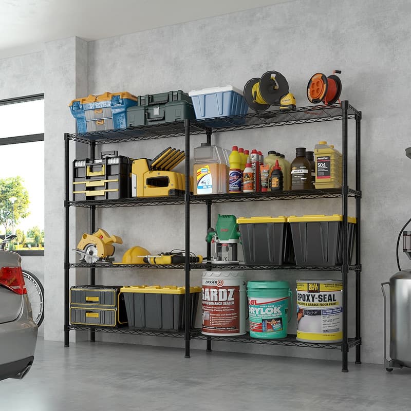 4-Tier Steel Height -Adjustable Storage Rack Heavy Duty Shelving Unit