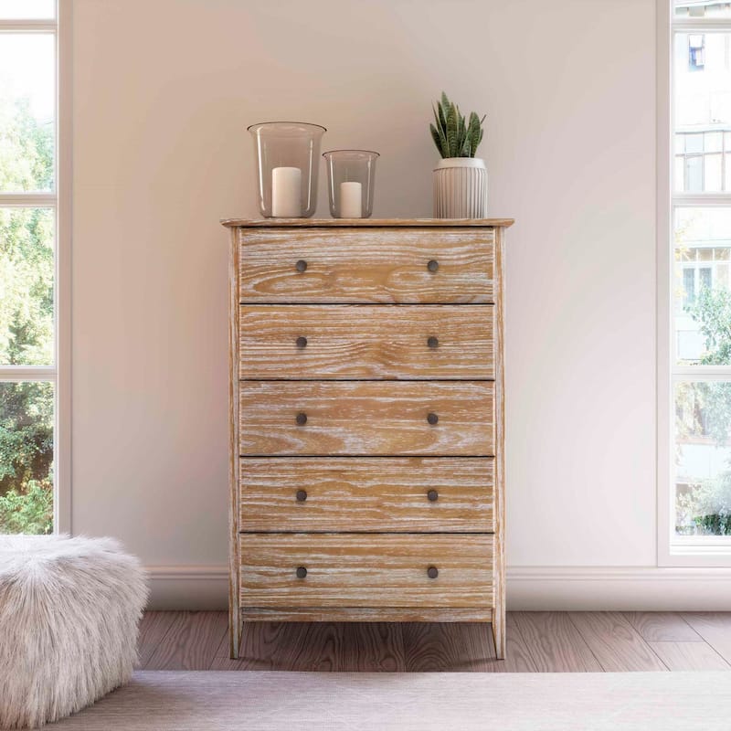 Grain Wood Furniture Greenport Coastal Solid Wood 5-drawer Chest - Brushed Driftwood