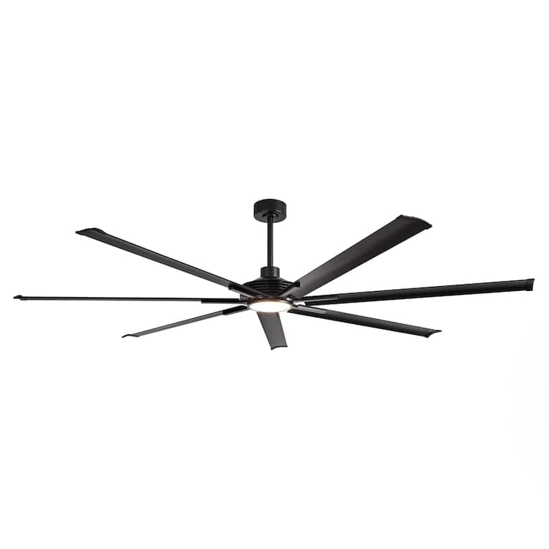 Ceiling Fan Industrial 84" Modern Black 7-Blade LED Light