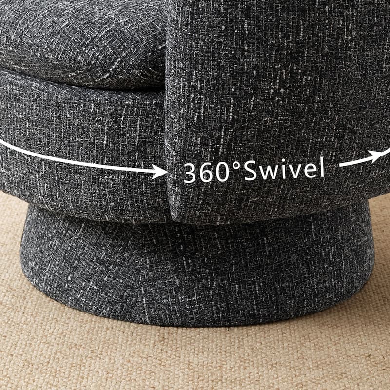 Upholstered 360 Swivel Barrel Accent Armchair(Set of 2)