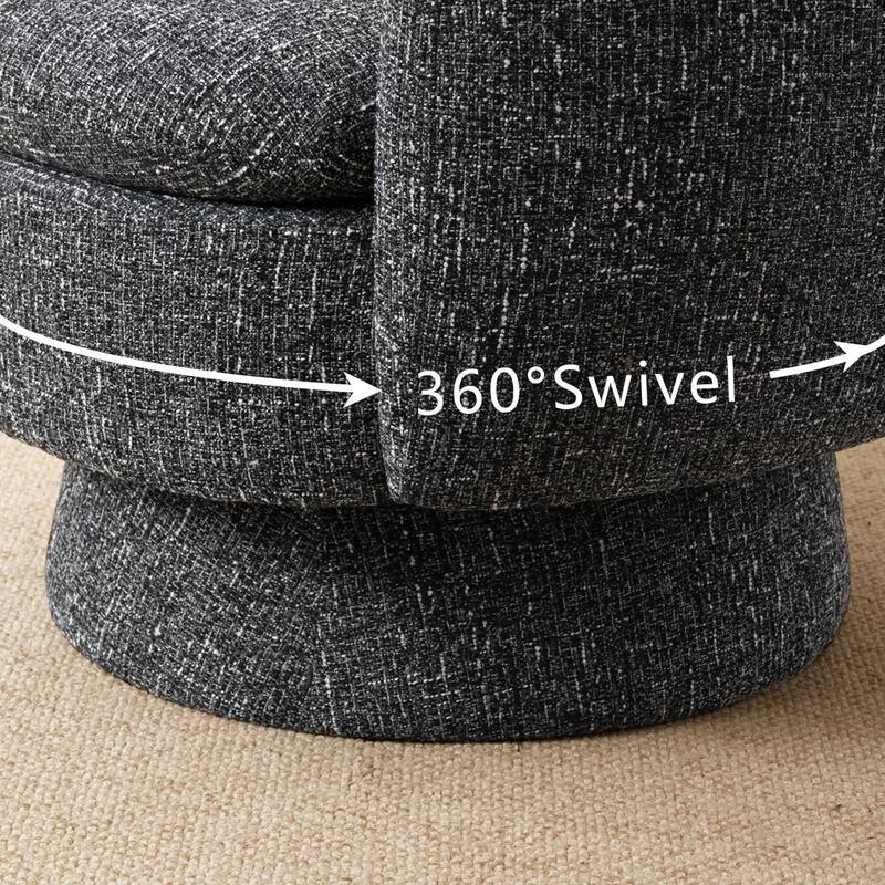 Upholstered 360 Swivel Barrel Accent Armchair