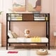 preview thumbnail 1 of 25, Metal Bunk Bed, Modern Steel Frame Bunkbed with Safety Guard Rail & Built-in Ladder, for Bedroom, Dorm, Kids, Teens, Adults Brown/Black - Twin