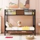 preview thumbnail 4 of 13, Twin over Twin bunk bed with safety rail, built-in ladder, Modern Style Steel Frame, Space-saving, Brown