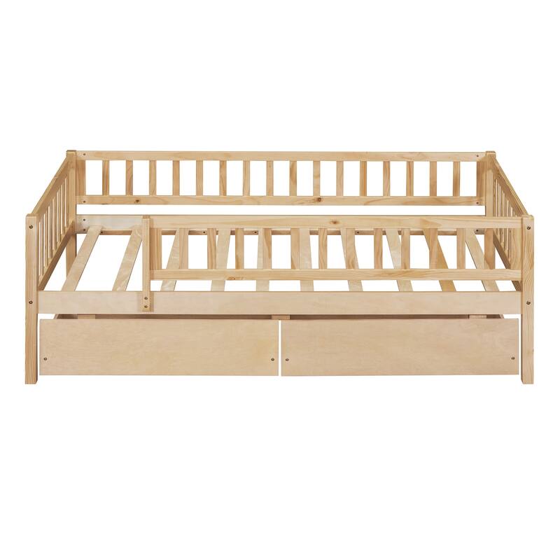 Twin Size Wood Daybed with Two Drawers, Space-Saving Multi-Functional Design