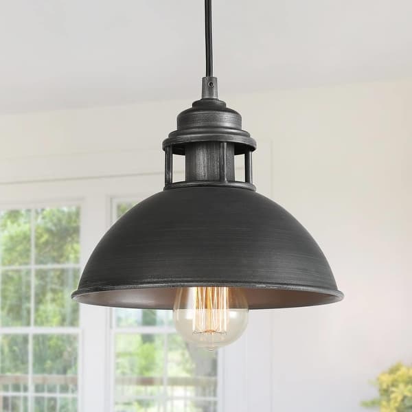 slide 2 of 13, The Gray Barn Modern 1-Light Metal Industrial Dome Farmhouse Small Pendant Lights for Kitchen Island - D9" x H7.3" D9" x H7.3" - Grey