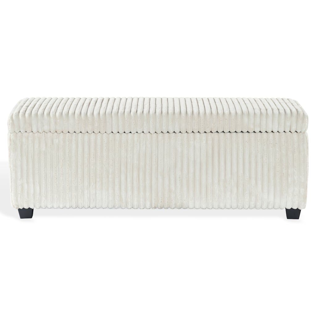 SAFAVIEH Couture Lynzie Plush Corduroy Storage Bench - 55"W x 21"D x 19"H