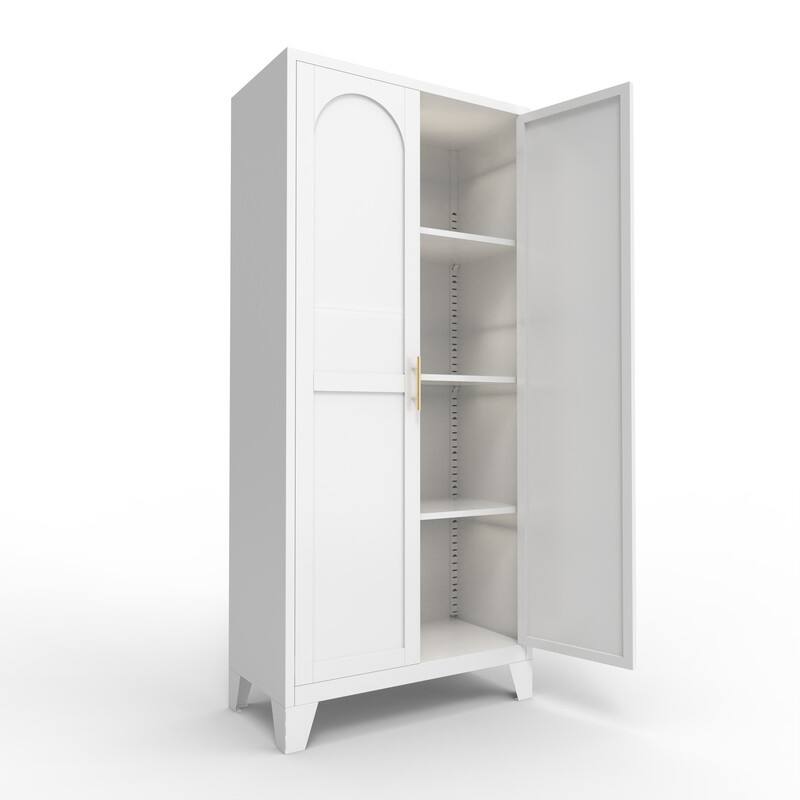 Two-Door Metal Storage Cabinet with Adjustable Shelves – Perfect for Bedroom, Living Room, or Kitchen‌