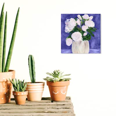 Wynwood Studio Canvas Floral and Botanical Elegant Floral Peri Purple and Light Pink Modern & Contemporary Wall Art Canvas Print