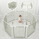 preview thumbnail 23 of 27, Baby Playpen & Baby Gate for Toddler and Babies, Foldable Wooden Large Shape Playpen with Locking Gate by Comfy Cubs Sage