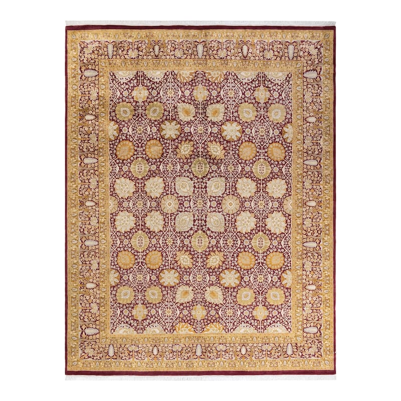 Overton Handknotted Wool Traditional Oriental Purple Area Rug - 8' x 10' - Raspberry - 8' x 10'